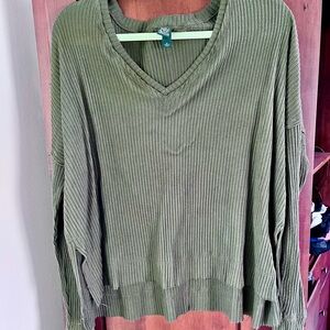 Wild Fable Sage V-Neck Ribbed Sweater